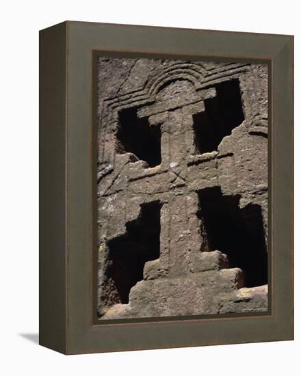 Cross on Christian Bieta Danaghel, Vierges Martyres, Town of Lalibela, Wollo Region, Ethiopia-Bruno Barbier-Framed Premier Image Canvas