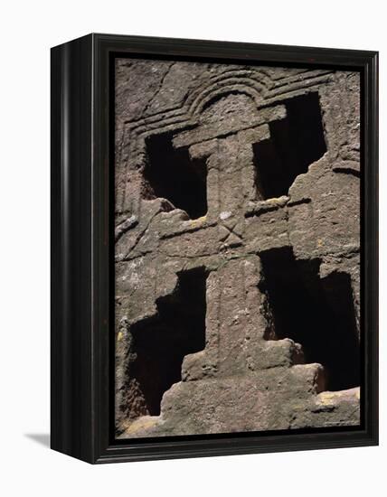 Cross on Christian Bieta Danaghel, Vierges Martyres, Town of Lalibela, Wollo Region, Ethiopia-Bruno Barbier-Framed Premier Image Canvas