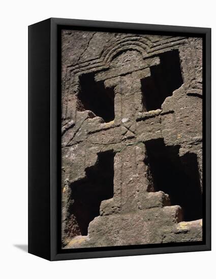 Cross on Christian Bieta Danaghel, Vierges Martyres, Town of Lalibela, Wollo Region, Ethiopia-Bruno Barbier-Framed Premier Image Canvas