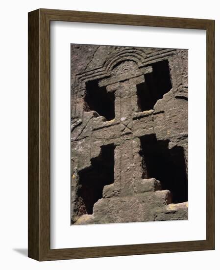 Cross on Christian Bieta Danaghel, Vierges Martyres, Town of Lalibela, Wollo Region, Ethiopia-Bruno Barbier-Framed Premium Photographic Print