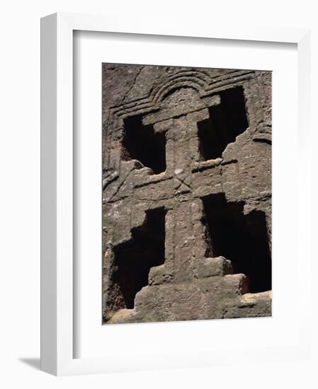 Cross on Christian Bieta Danaghel, Vierges Martyres, Town of Lalibela, Wollo Region, Ethiopia-Bruno Barbier-Framed Premium Photographic Print