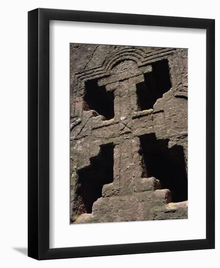 Cross on Christian Bieta Danaghel, Vierges Martyres, Town of Lalibela, Wollo Region, Ethiopia-Bruno Barbier-Framed Photographic Print