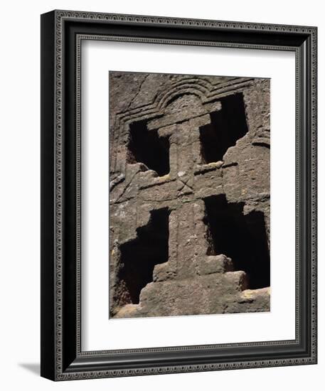 Cross on Christian Bieta Danaghel, Vierges Martyres, Town of Lalibela, Wollo Region, Ethiopia-Bruno Barbier-Framed Photographic Print