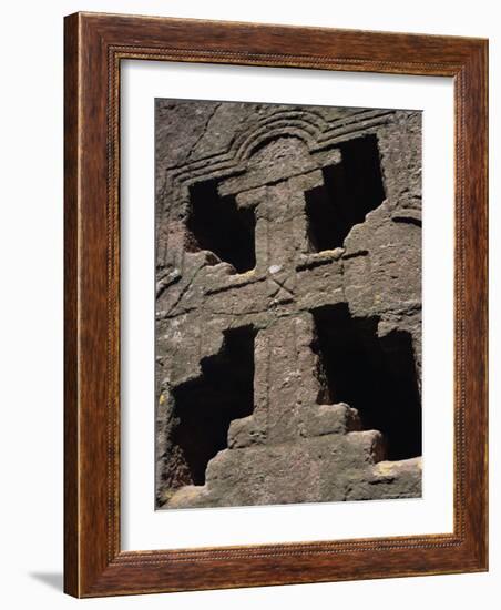 Cross on Christian Bieta Danaghel, Vierges Martyres, Town of Lalibela, Wollo Region, Ethiopia-Bruno Barbier-Framed Photographic Print