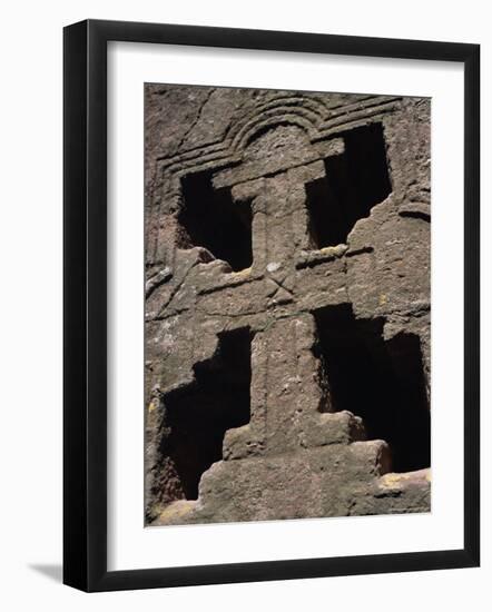 Cross on Christian Bieta Danaghel, Vierges Martyres, Town of Lalibela, Wollo Region, Ethiopia-Bruno Barbier-Framed Photographic Print