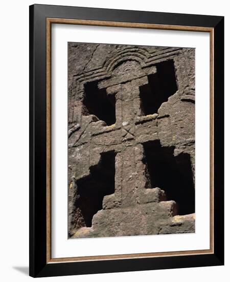 Cross on Christian Bieta Danaghel, Vierges Martyres, Town of Lalibela, Wollo Region, Ethiopia-Bruno Barbier-Framed Photographic Print