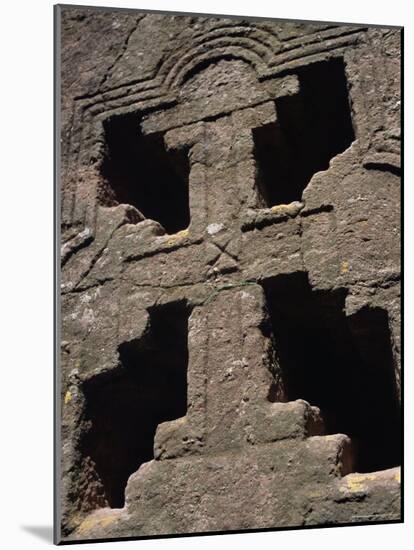 Cross on Christian Bieta Danaghel, Vierges Martyres, Town of Lalibela, Wollo Region, Ethiopia-Bruno Barbier-Mounted Photographic Print