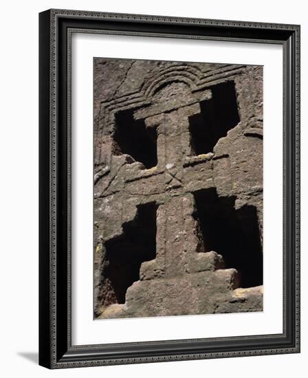 Cross on Christian Bieta Danaghel, Vierges Martyres, Town of Lalibela, Wollo Region, Ethiopia-Bruno Barbier-Framed Photographic Print