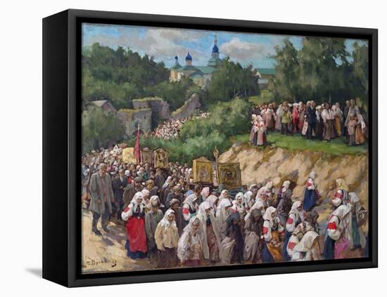 Cross Procession at the Pskovo-Pechersky Dormition Monastery-Nikolai Vasilyevich Kharitonov-Framed Premier Image Canvas