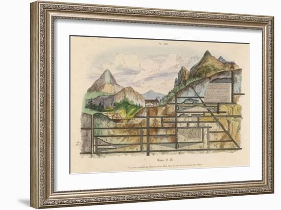 Cross-Section of a Coal Mine Showing All the Underground Chambers and Tunnels-Du Casse-Framed Art Print