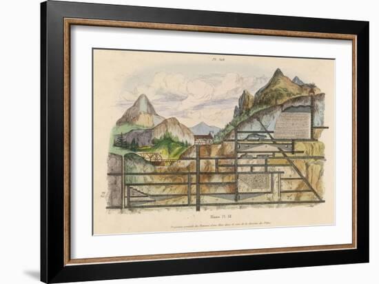 Cross-Section of a Coal Mine Showing All the Underground Chambers and Tunnels-Du Casse-Framed Art Print