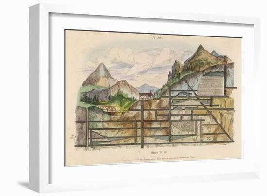 Cross-Section of a Coal Mine Showing All the Underground Chambers and Tunnels-Du Casse-Framed Art Print