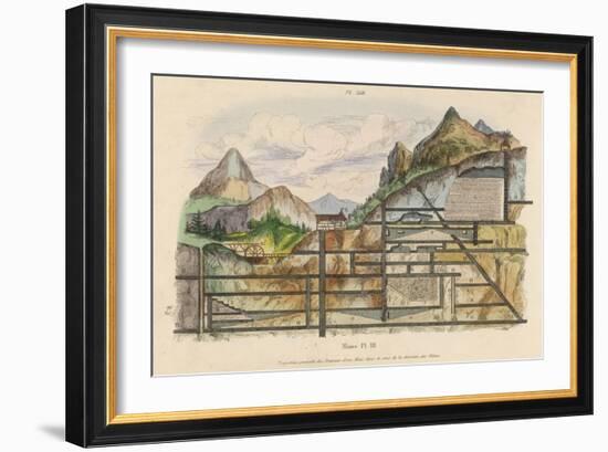 Cross-Section of a Coal Mine Showing All the Underground Chambers and Tunnels-Du Casse-Framed Art Print