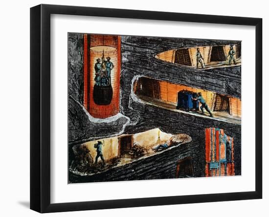 Cross-Section of a Coal Mine-Ignace Francois Bonhomme-Framed Giclee Print