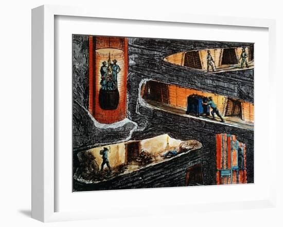 Cross-Section of a Coal Mine-Ignace Francois Bonhomme-Framed Giclee Print