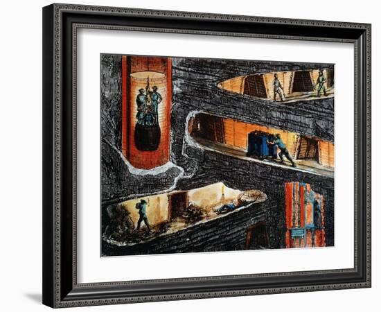 Cross-Section of a Coal Mine-Ignace Francois Bonhomme-Framed Giclee Print