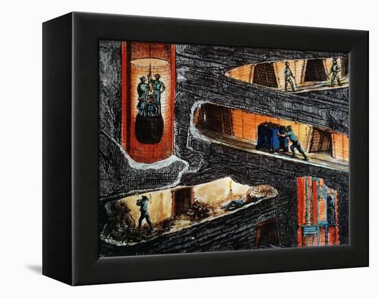 Cross-Section of a Coal Mine-Ignace Francois Bonhomme-Framed Premier Image Canvas