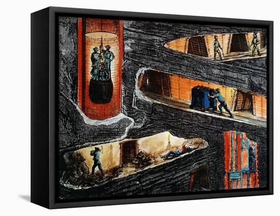 Cross-Section of a Coal Mine-Ignace Francois Bonhomme-Framed Premier Image Canvas