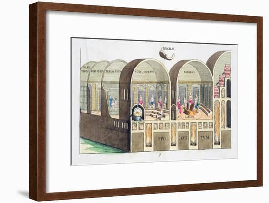 Cross section of a Roman baths, 19th century-Unknown-Framed Giclee Print