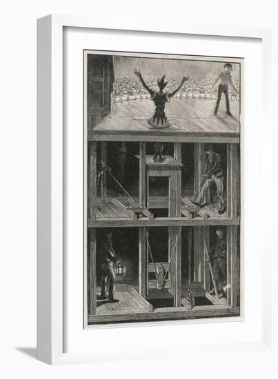 Cross Section of a Stage Which Shows How a Clown "Magically" Appears on Stage During a Pantomime-null-Framed Premium Giclee Print