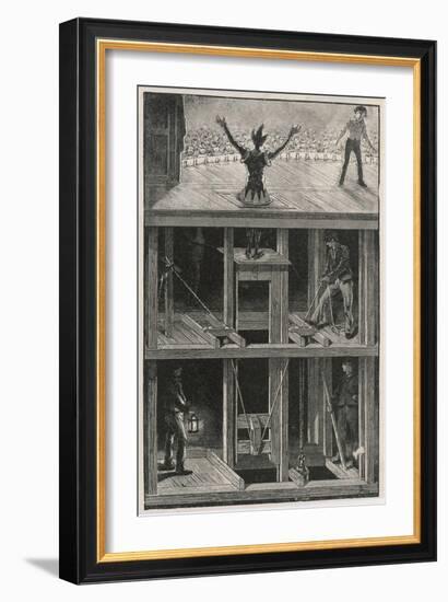 Cross Section of a Stage Which Shows How a Clown "Magically" Appears on Stage During a Pantomime-null-Framed Premium Giclee Print