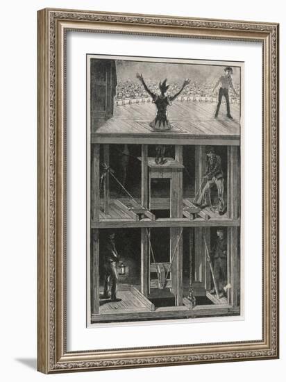 Cross Section of a Stage Which Shows How a Clown "Magically" Appears on Stage During a Pantomime-null-Framed Art Print