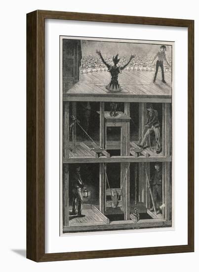 Cross Section of a Stage Which Shows How a Clown "Magically" Appears on Stage During a Pantomime-null-Framed Art Print