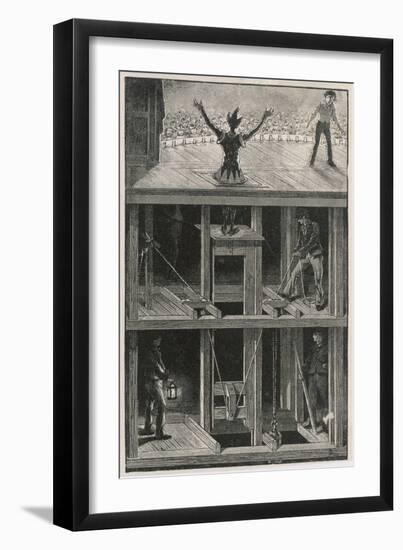 Cross Section of a Stage Which Shows How a Clown "Magically" Appears on Stage During a Pantomime-null-Framed Art Print