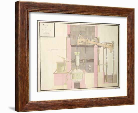 Cross-Section of a Steam Machine to Extract Water from Mines, c.1760-null-Framed Giclee Print