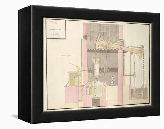 Cross-Section of a Steam Machine to Extract Water from Mines, c.1760-null-Framed Premier Image Canvas