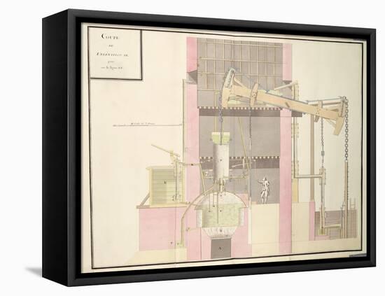 Cross-Section of a Steam Machine to Extract Water from Mines, c.1760-null-Framed Premier Image Canvas