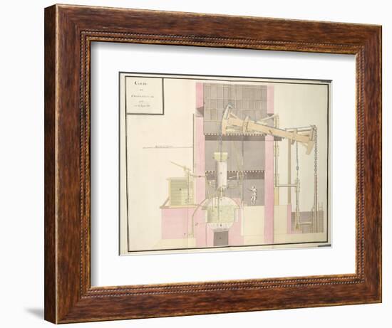 Cross-Section of a Steam Machine to Extract Water from Mines, c.1760-null-Framed Giclee Print