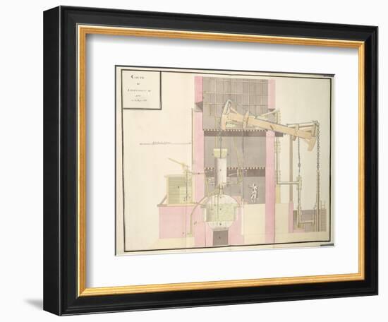 Cross-Section of a Steam Machine to Extract Water from Mines, c.1760-null-Framed Giclee Print