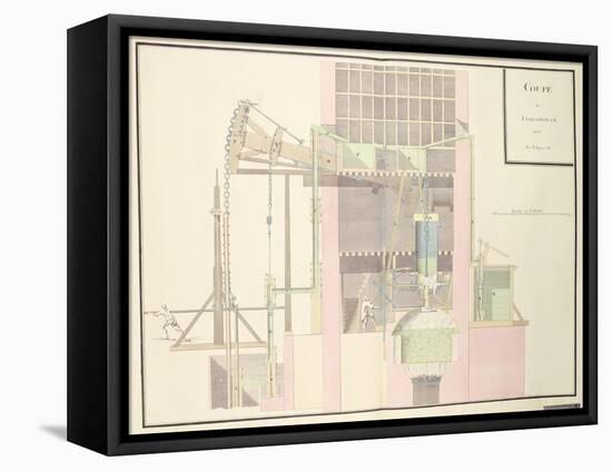 Cross-Section of a Steam Machine to Raise Water from Mines, c.1760-null-Framed Premier Image Canvas