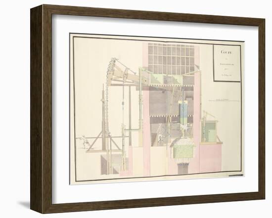 Cross-Section of a Steam Machine to Raise Water from Mines, c.1760-null-Framed Giclee Print