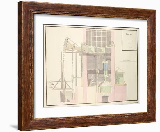 Cross-Section of a Steam Machine to Raise Water from Mines, c.1760-null-Framed Giclee Print