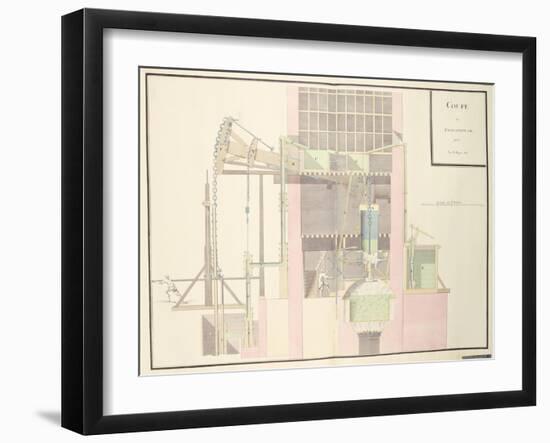 Cross-Section of a Steam Machine to Raise Water from Mines, c.1760-null-Framed Giclee Print