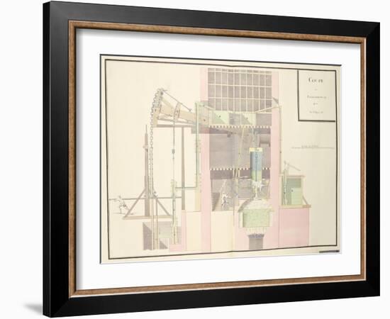 Cross-Section of a Steam Machine to Raise Water from Mines, c.1760-null-Framed Giclee Print