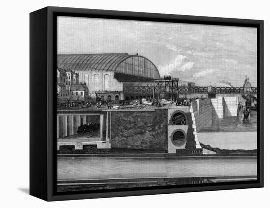 Cross Section of Thames Embankment Showing Subway, Sewer, and Railway-null-Framed Premier Image Canvas