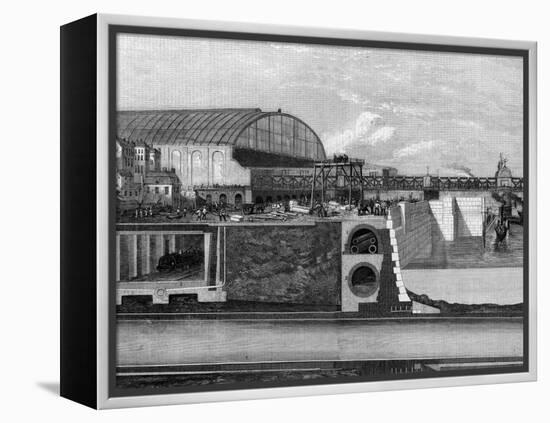 Cross Section of Thames Embankment Showing Subway, Sewer, and Railway-null-Framed Premier Image Canvas