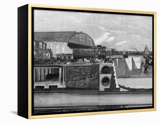 Cross Section of Thames Embankment Showing Subway, Sewer, and Railway-null-Framed Premier Image Canvas