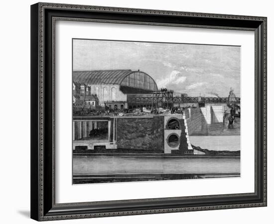 Cross Section of Thames Embankment Showing Subway, Sewer, and Railway-null-Framed Photographic Print