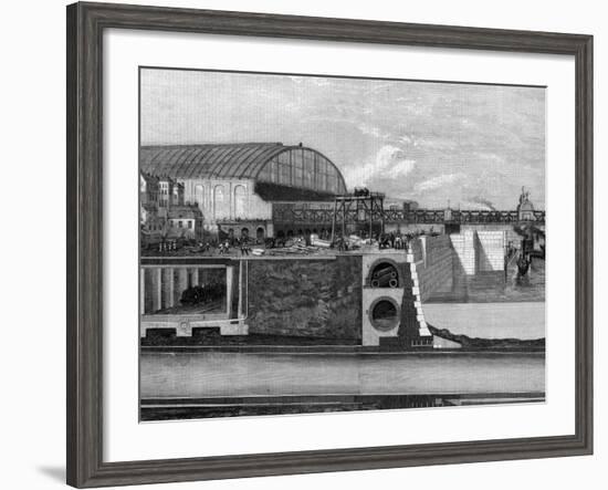 Cross Section of Thames Embankment Showing Subway, Sewer, and Railway--Framed Photographic Print