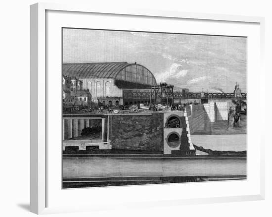 Cross Section of Thames Embankment Showing Subway, Sewer, and Railway-null-Framed Photographic Print