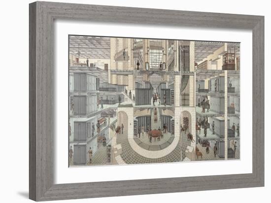 Cross-Section of the Basement of the Credit Lyonnais, 19 Boulevard Des Italiens, c.1878-82-null-Framed Giclee Print