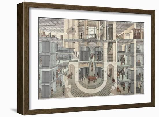 Cross-Section of the Basement of the Credit Lyonnais, 19 Boulevard Des Italiens, c.1878-82-null-Framed Giclee Print