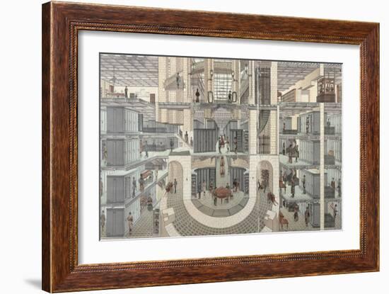 Cross-Section of the Basement of the Credit Lyonnais, 19 Boulevard Des Italiens, c.1878-82-null-Framed Giclee Print