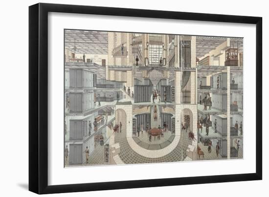 Cross-Section of the Basement of the Credit Lyonnais, 19 Boulevard Des Italiens, c.1878-82-null-Framed Giclee Print