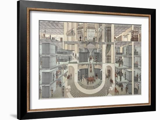 Cross-Section of the Basement of the Credit Lyonnais, 19 Boulevard Des Italiens, c.1878-82-null-Framed Giclee Print