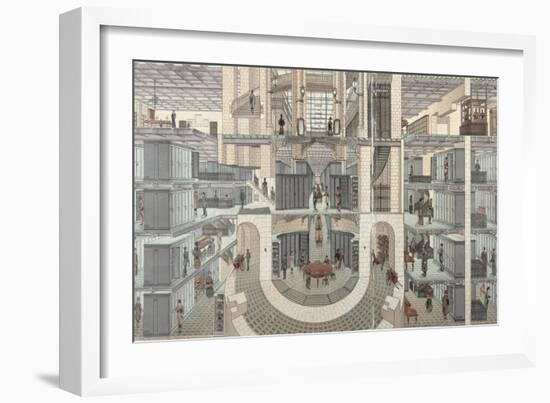 Cross-Section of the Basement of the Credit Lyonnais, 19 Boulevard Des Italiens, c.1878-82-null-Framed Giclee Print